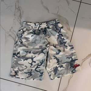 Nike Gray and White Camo Shorts kids